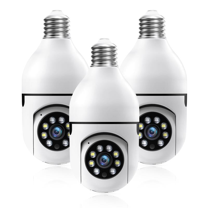 Light Bulb Security Camera,2.4/5Ghz-3Mp Camera，Motion Detection, Sound Alarm, Two-Way Audio, Alexa Compatible Wifi Home Wifi Pantilt