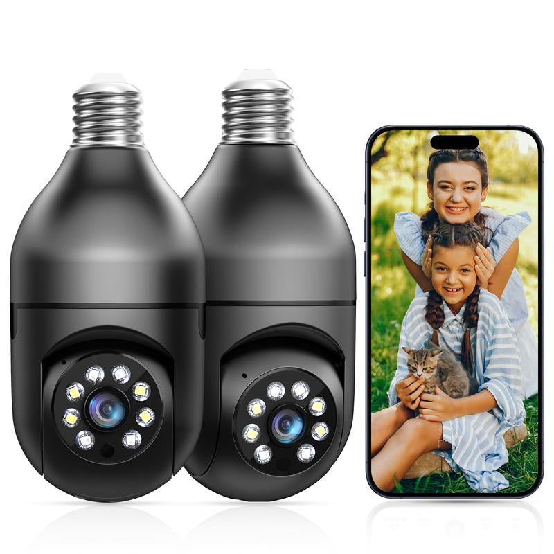 WESECUU Security Cameras for Home,2K Bulb Camera Wireless 5G&2.4Ghz Wifi,355° Pan/Tilt,Full Color Night,2-Way Audio,Monitor Monitoring,Smart Alarm