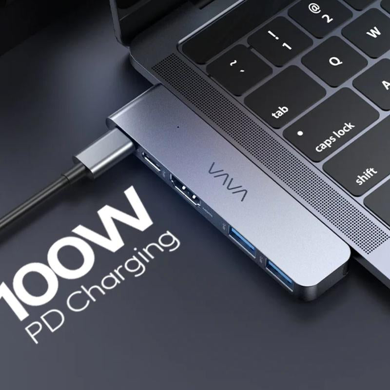 VAVA 5-In-2 USB-C Hub Adapter Fully Compatible with Thunderbolt 3 Port on Macbook Models up to 5K@60Hz Video Output, 100W Pass through Fast Charging, 40Gb/S Data Transfer. Compatible with Macbook Air 2020/2019/2018/Macbook Pro 2020/2019/2018/2017/2016.