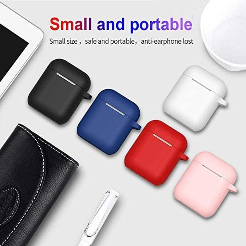 Silicone Case Compatible with Apple Airpods 1&2 Wireless and Wired Charging Case(Front LED Visible),Black