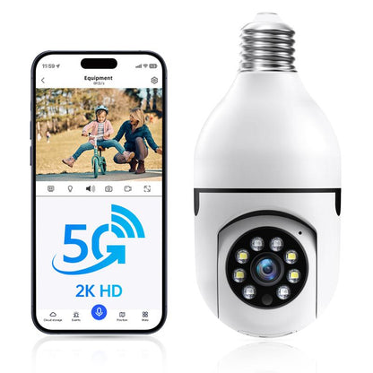 WESECUU Security Cameras for Home,2K Bulb Camera Wireless 5G&2.4Ghz Wifi,355° Pan/Tilt,Full Color Night,2-Way Audio,Monitor Monitoring,Smart Alarm