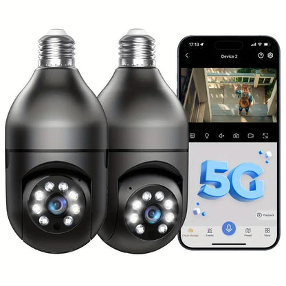 WESECUU Security Cameras for Home,2K Bulb Camera Wireless 5G&2.4Ghz Wifi,355° Pan/Tilt,Full Color Night,2-Way Audio,Monitor Monitoring,Smart Alarm